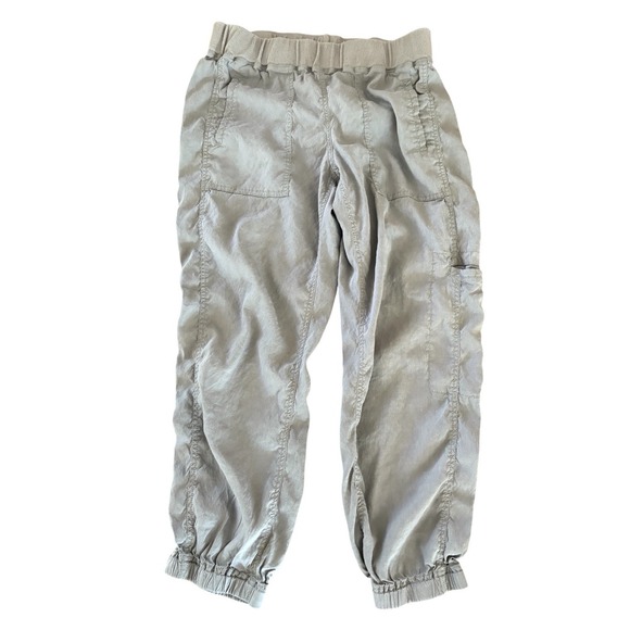 EILEEN FISHER Pants Medium Elastic Ankle Lightweight Linen Blend Gray Cargo - Picture 1 of 16